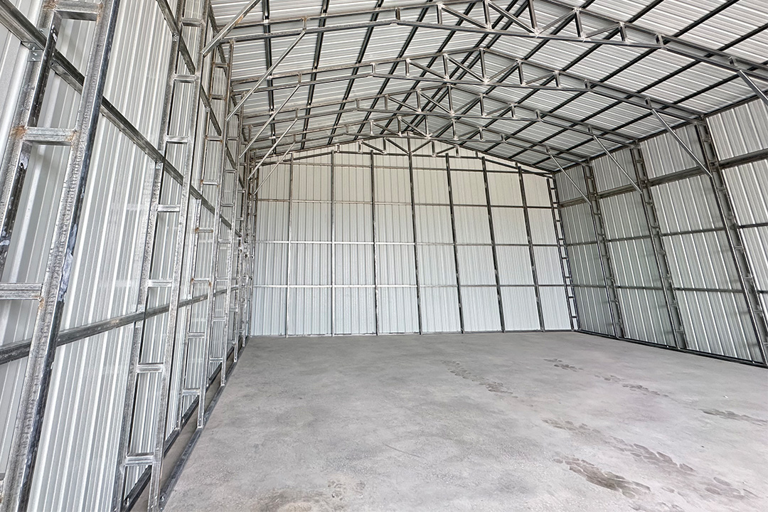 Galvanized steel shop frame.