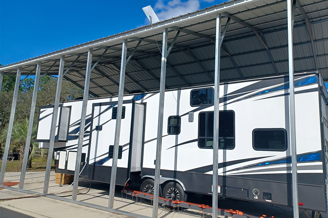 Front Only Rv Covers 24×45 RV Cover – A7 Buildings LLC